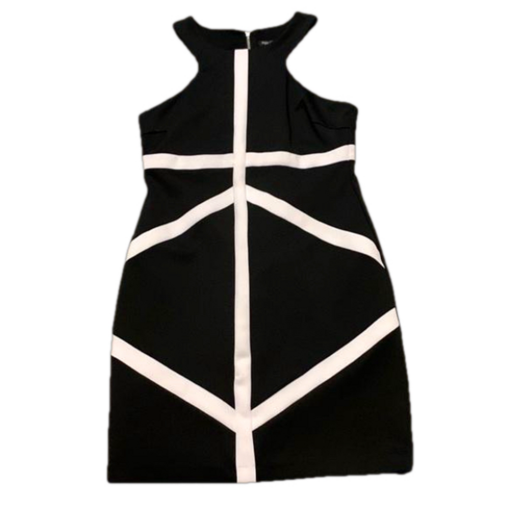BISOU BISOU Wicked Black Mini Strip Body-con Dress